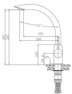Смеситель для кухни Haiba HB70304 с подключением фильтра питьевой воды сталь